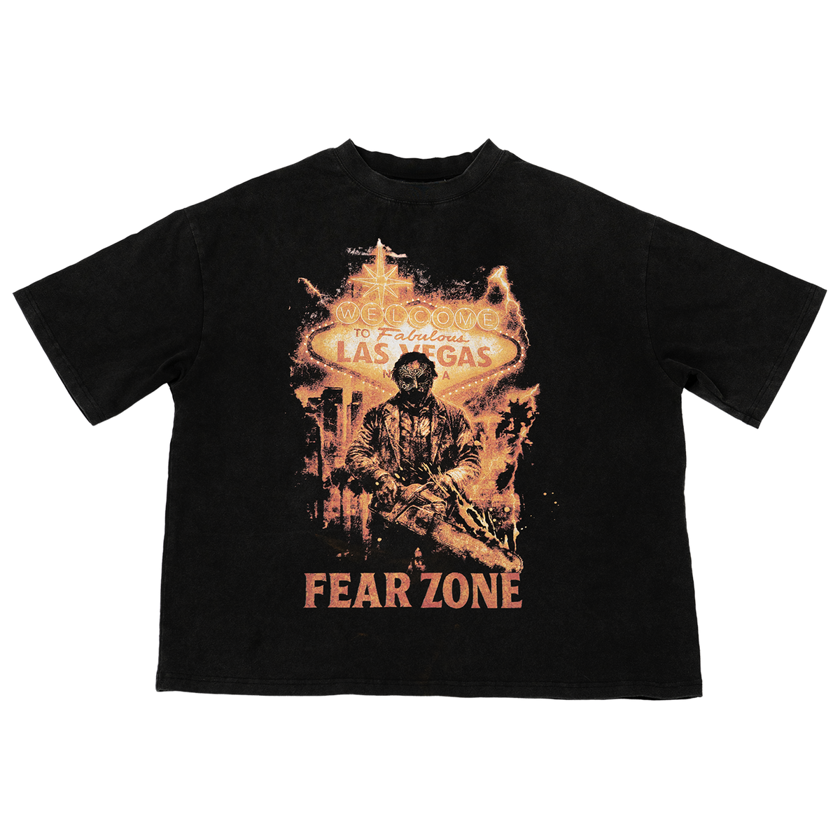 Fear Zone “Vegas Massacre” Box Crop Washed Tee